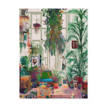 Boho Wohnzimmer voll von Pflanze