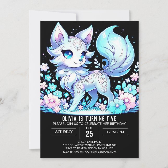 Boho Wolf Digital Geburtstag Einladung (Vorderseite)