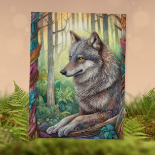Boho Wolf Postcard Postkarte