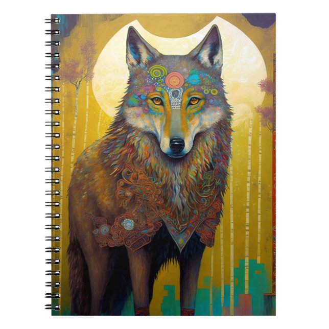 Boho Wolf Surreal Wildlife Art Notizblock (Vorderseite)