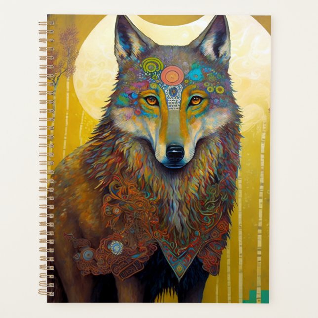 Boho Wolf Surreal Wildlife Art Planer (Vorderseite)