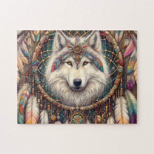 Boho-Wolf-Traumfänger Puzzle (Horizontal)