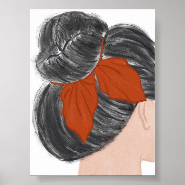 Boho Woman Hair Bucht Mauer Kunstdruckerei Minimal Poster (Vorne)