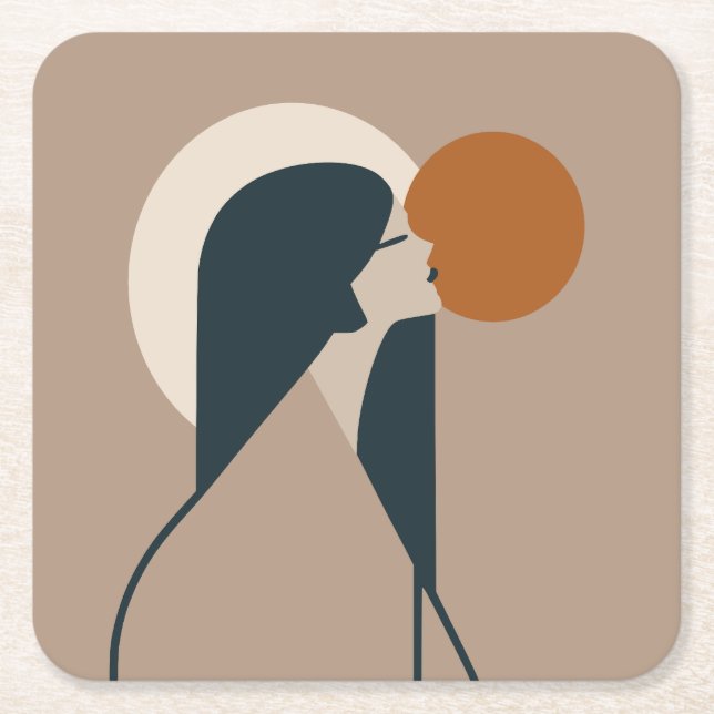 Boho Woman Sun Rechteckiger Pappuntersetzer (Vorderseite)