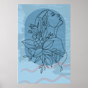 Boho Woman Zeichnend Linie Moderne Kunst Poster