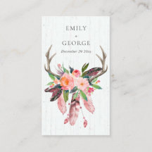 BOHO WOOD FLORAL FEATHER ANTLER WEDD DANKE