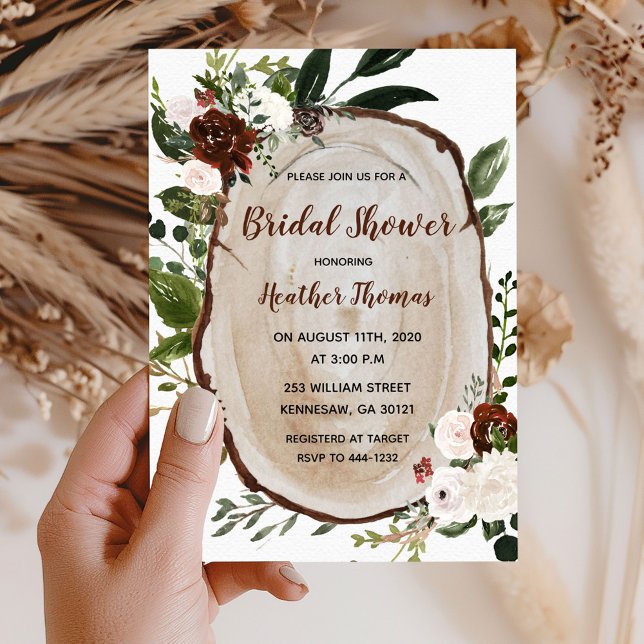 Boho Wood Slice Bridal Dusche Einladung (Von Creator hochgeladen)