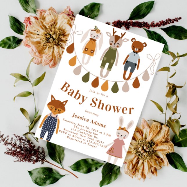 Boho Woodland Animal Gender Neutral Baby Shower Einladung (Von Creator hochgeladen)
