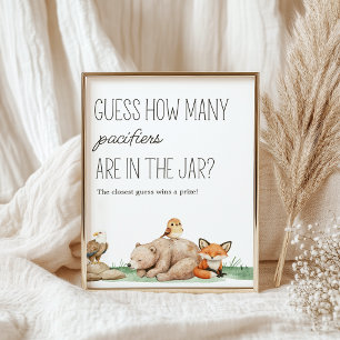 Boho Woodland Animals Baby Showroom Guess Game Sig Poster