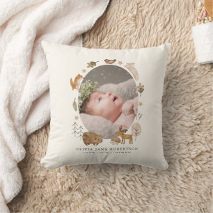 Boho Woodland Animals Baby Stats Foto Kissen