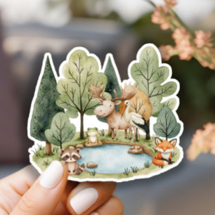 Boho Woodland Animals Babydusche Aufkleber