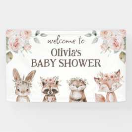 Boho Woodland Animals Babydusche Banner
