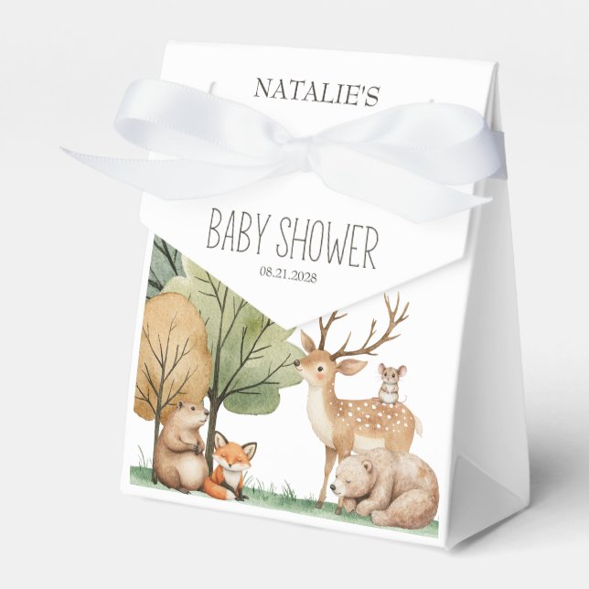 Boho Woodland Animals Babydusche Geschenkschachtel (Vorderseite)