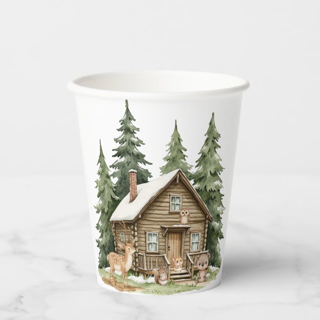 Boho Woodland Animals Babydusche Pappbecher (Vorderseite)