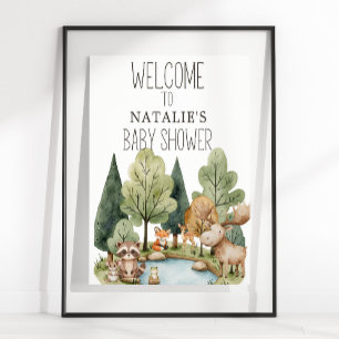 Boho Woodland Animals Babyduschzeichen Poster