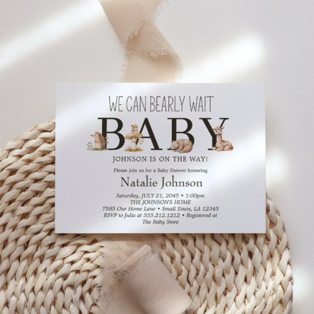 Boho Woodland Animals Bearly Wait Baby Dusche Einladung (Von Creator hochgeladen)