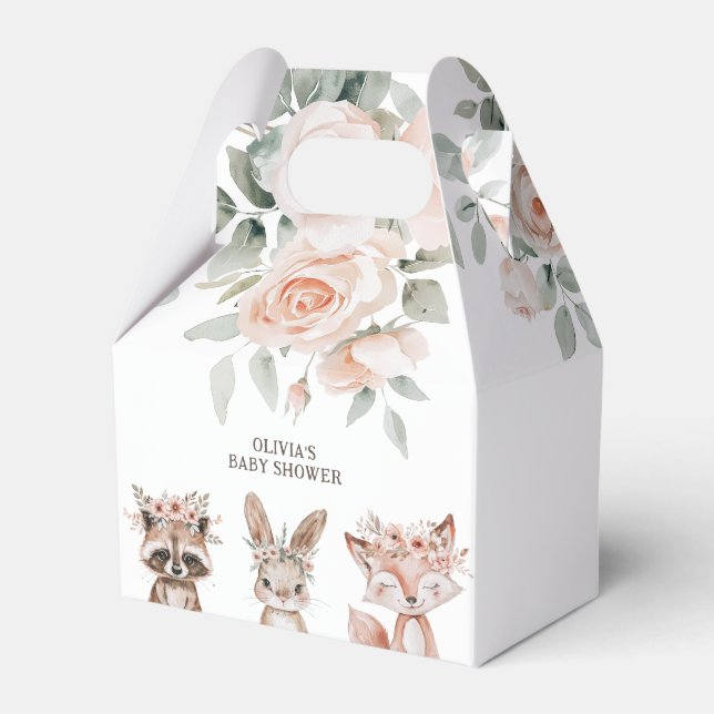Boho Woodland Animals & Floral Baby Dusche Geschenkschachtel (Vorderseite)