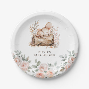 Boho Woodland Animals & Floral Baby Dusche Pappteller