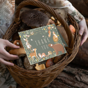 Boho Woodland Animals Forest Friends Kinderdusche Dankeskarte