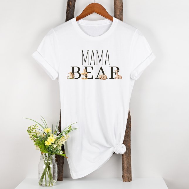 Boho Woodland Animals Maternity Mama Bear T-Shirt (Von Creator hochgeladen)