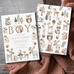 Boho Woodland Animals Oh Boy Baby Dusche Einladung