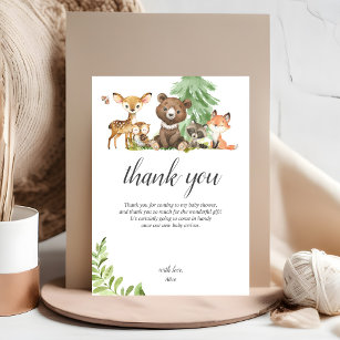 Boho Woodland Animals Rustic Baby Shower Dankeskarte