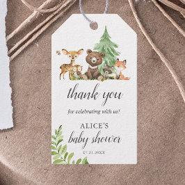 Boho Woodland Animals Rustic Baby Shower Geschenkanhänger