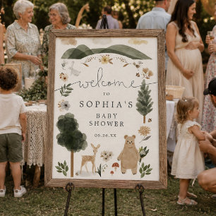 Boho Woodland Baby Dusche Begrüßungszeichen Poster