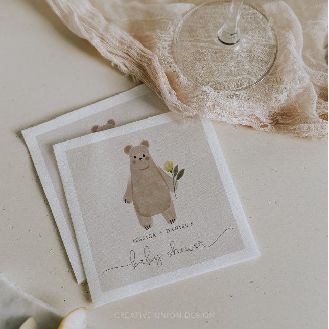 Boho Woodland Baby Shower Bear Baby Dusche Serviette (bear baby shower)