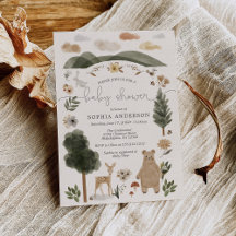 Boho Woodland Baby Shower Einladungskarte