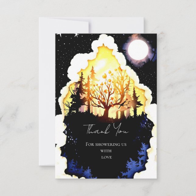 Boho Woodland Babydusche Dankeskarte (Vorderseite)