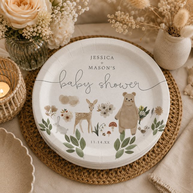 Boho Woodland Babydusche Teller (Von Creator hochgeladen)