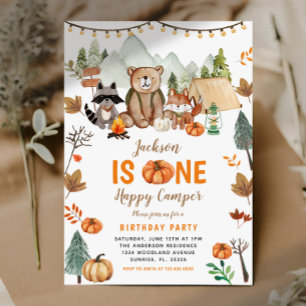 Boho Woodland Bonfire Pumpkin Erster Geburtstag Einladung