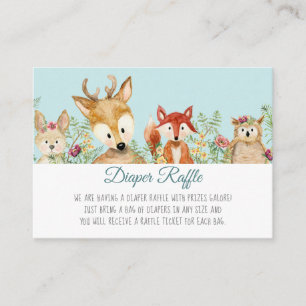 Boho Woodland Boy Deer Fox Bunny Diaper Raffle Begleitkarte