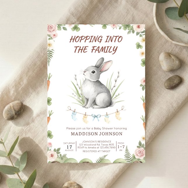 boho woodland bunny greenery baby shower einladung (Von Creator hochgeladen)