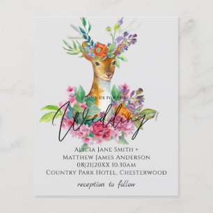 Boho Woodland Deer Floral Budget Wedites Flyer