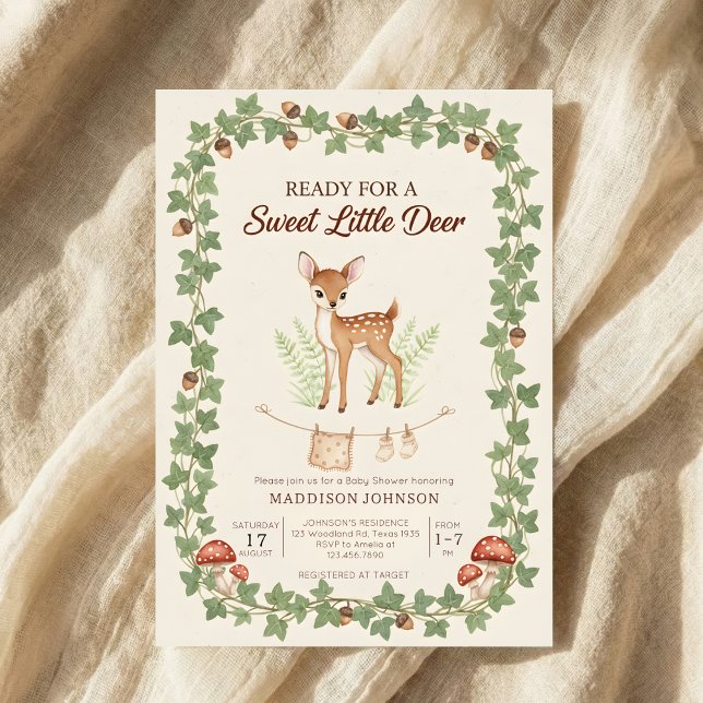 boho woodland deer greenery baby shower einladung (Von Creator hochgeladen)