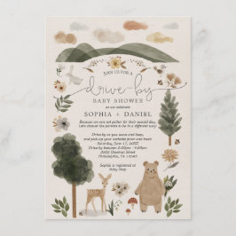 Boho Woodland Drive-by Baby Shower Einladungskarte Einladung