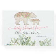 Boho Woodland Floral Bear Fern Foliage Baby Girl