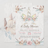 BOHO Woodland Floral Unicorn Kinderdusche Soft Gra