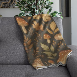 Boho Woodland Foods Mushrooms | Herbstfarben Fleecedecke