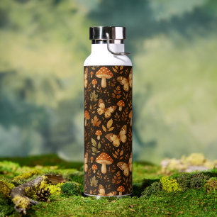 Boho Woodland Foods Mushrooms Herbstfarben Trinkflasche
