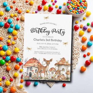 Boho Woodland Forest Animals 3. Geburtstags-Party Einladung