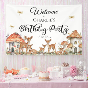 Boho Woodland Forest Animals Geburtstagsparty Banner