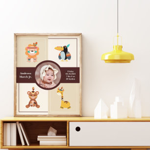 Boho Woodland Foto Geburtsankündigung Neugeborener Poster