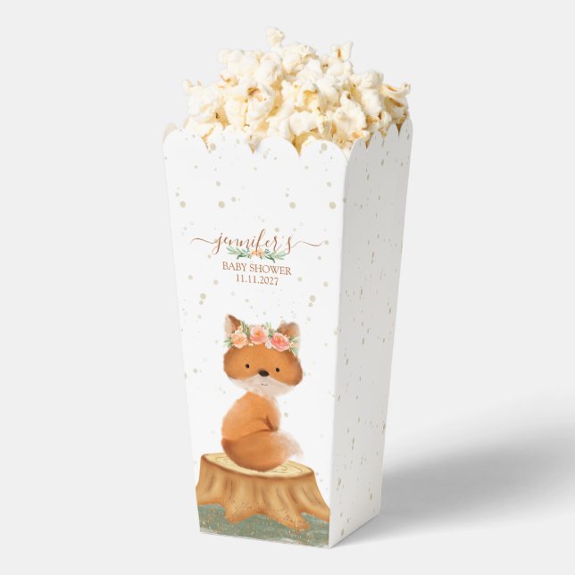 Boho Woodland Fox Baby Shower Floral Wreath Geschenkschachtel (Geplatzt)