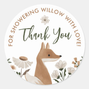 Boho Woodland Fox Baby Shower Round Fevor Stickers