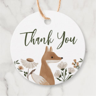 Boho Woodland Fox Baby Shower Round Fevor Tags Geschenkanhänger