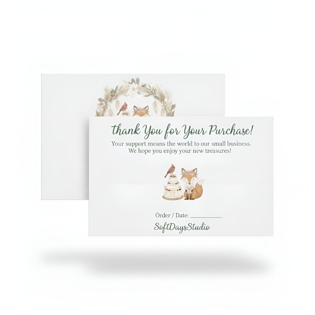 Boho Woodland Fox Small Business Thank You Card Dankeskarte (Von Creator hochgeladen)