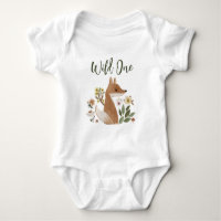 Boho Woodland Fox Wild One Baby Bodysuit